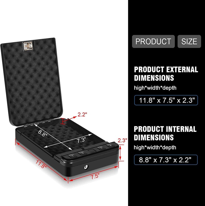 LANGGER V Gun Safe for Pistol, Quick Access Handgun Safe Firearm Lock Box, Gun Case for Home/Car/Travel - Image 4